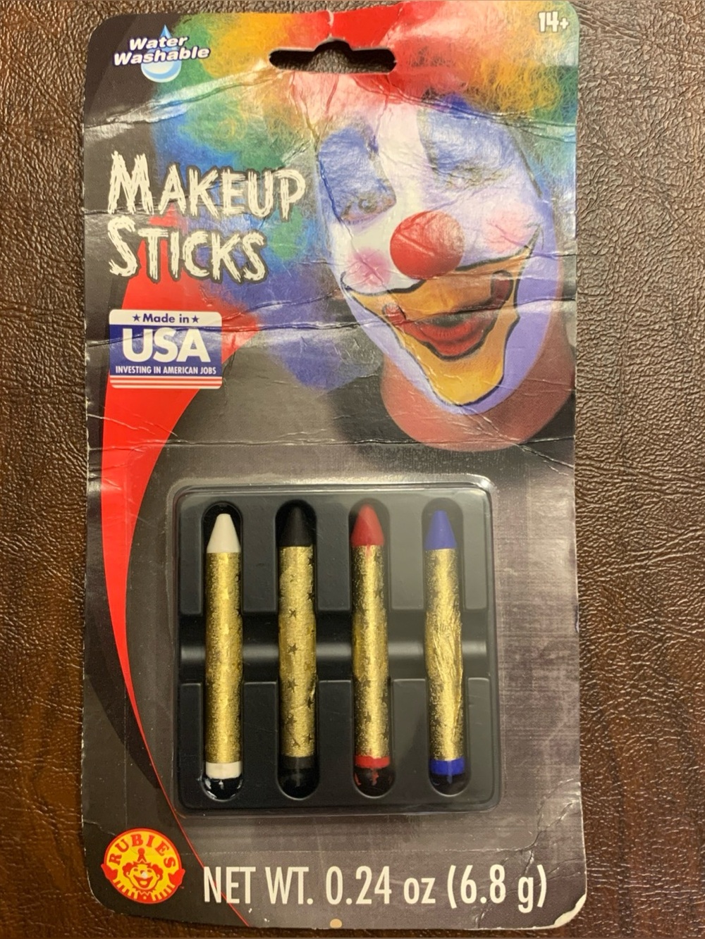 Rubie's Gold Makeup Sticks Set — White, Black, Red, Blue Halloween New in Box